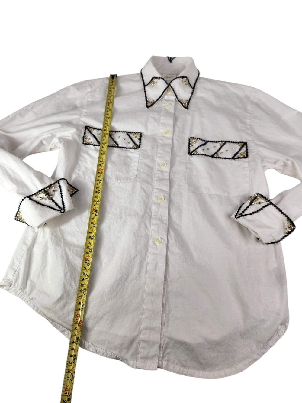 Vintage White Western Button Down Shirt Beaded Studded Embellished Long Sleeve 6 - Picture 16 of 16